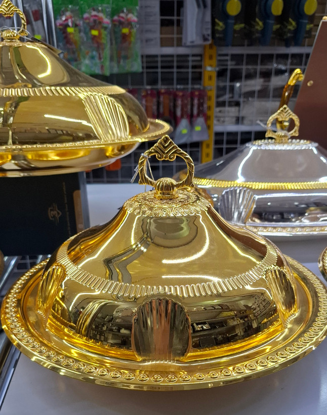 سینی سرو درب دار طلایی عربی نجیب دایره در سه سایز