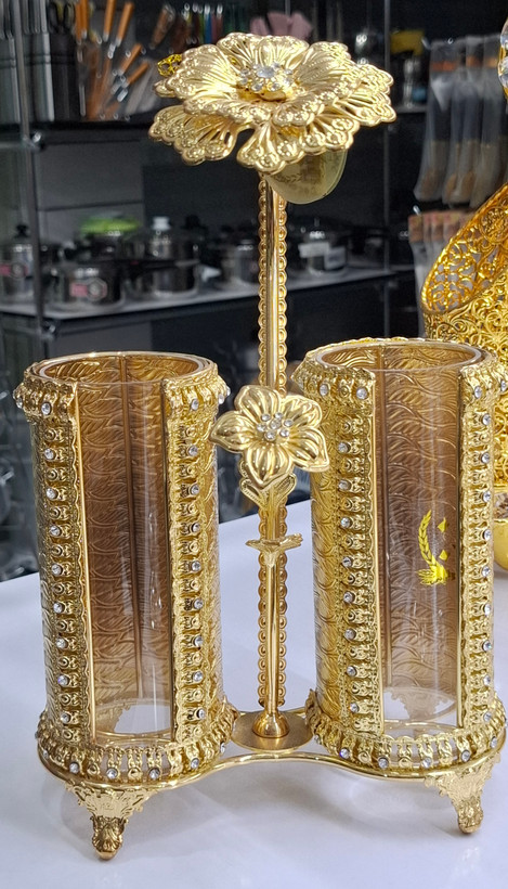 جای قاشق و چنگال رومیزی لوکس طلایی85425،پیلسیمو