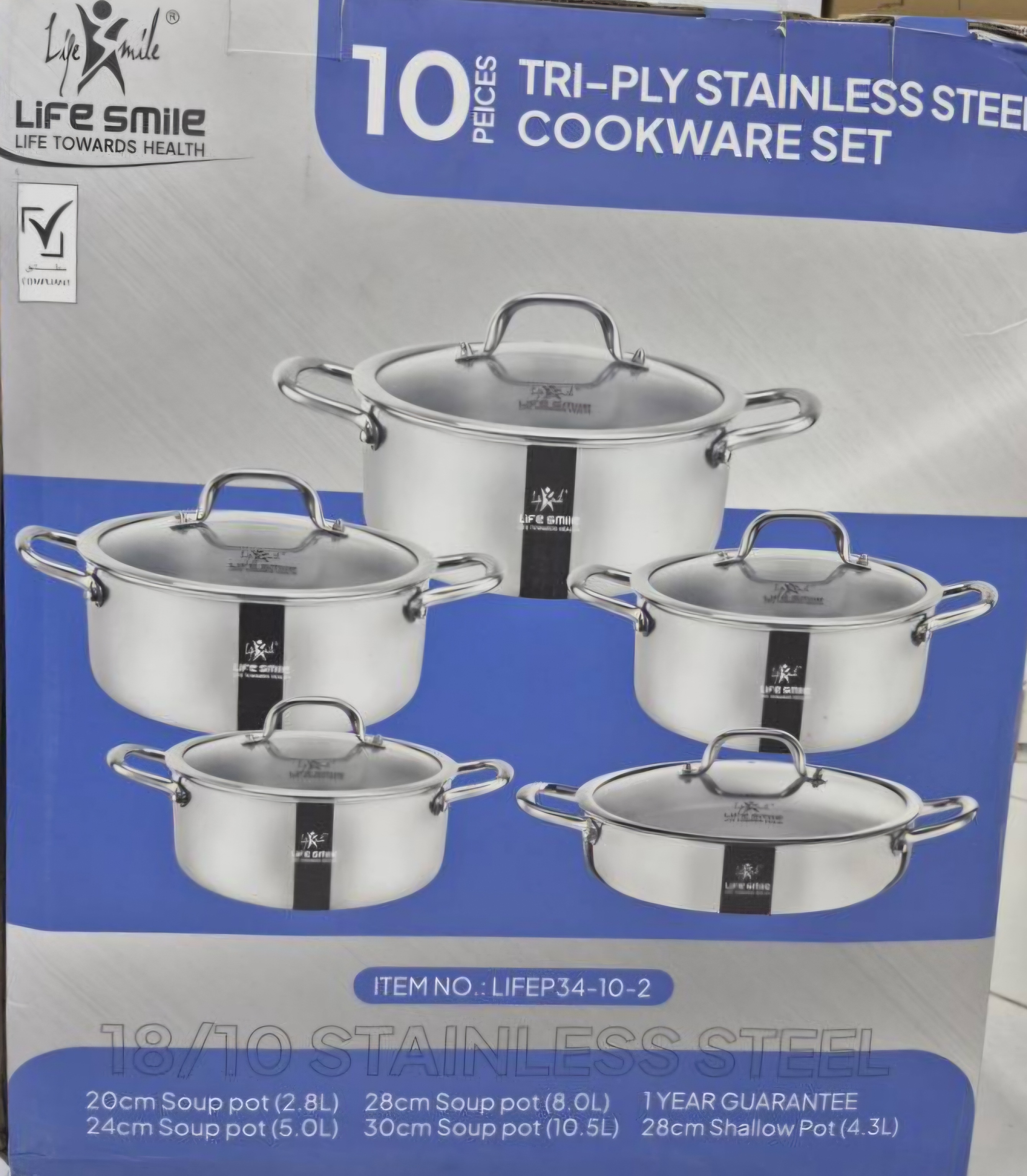 ست قابلمه استیل ده پارچ لایف اسمایل مدل LIFEP34_10_2