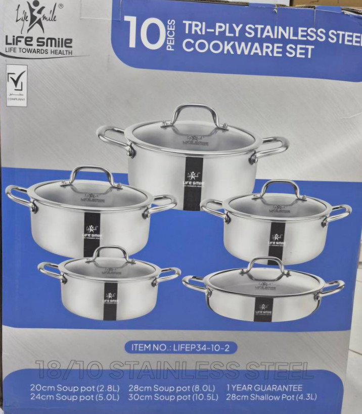 ست قابلمه استیل ده پارچ لایف اسمایل مدل LIFEP34_10_2