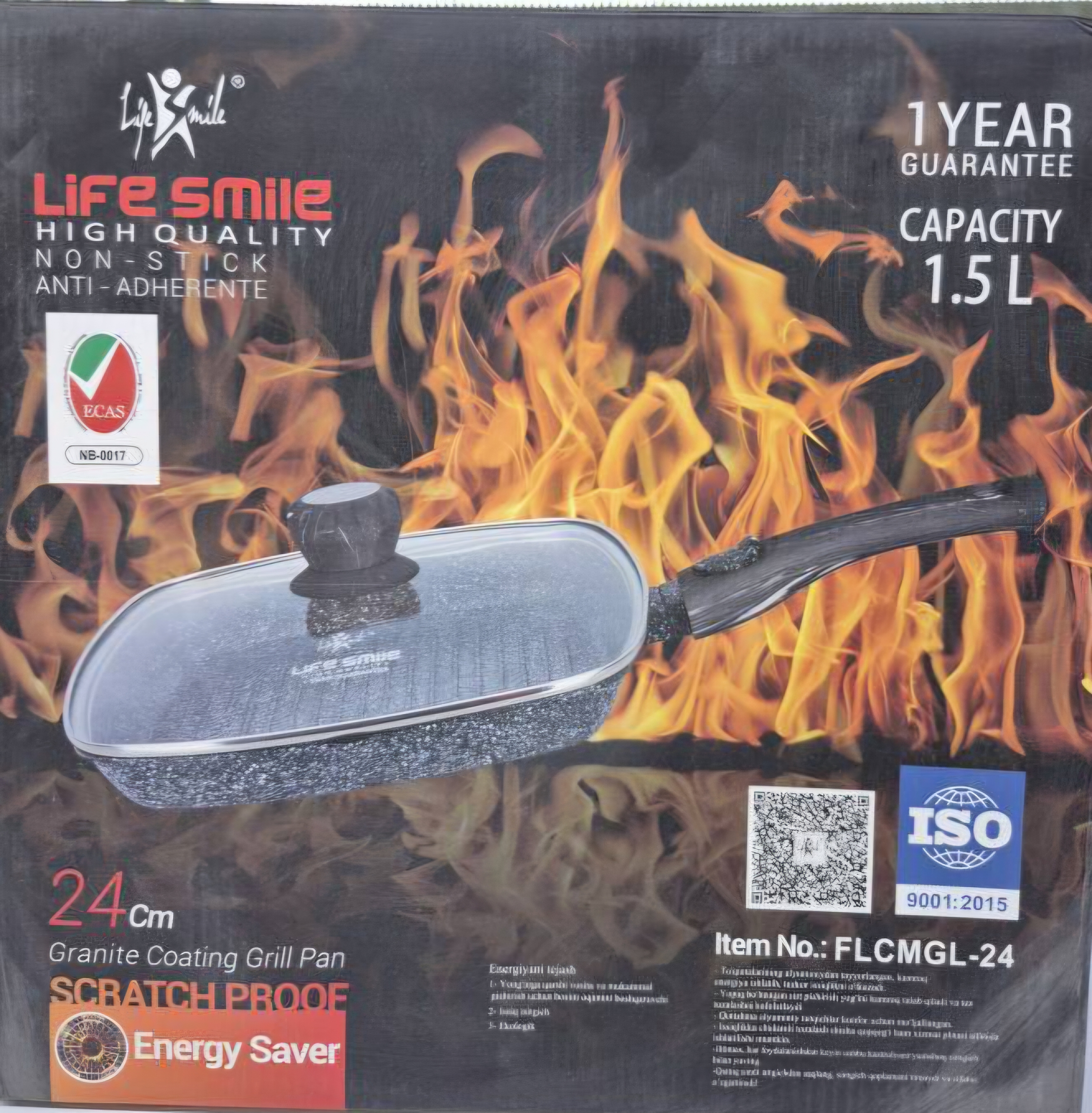 ماهیتابه چدن گرانیت لایف اسمایل مدلFLCMGL_24،سایز24
