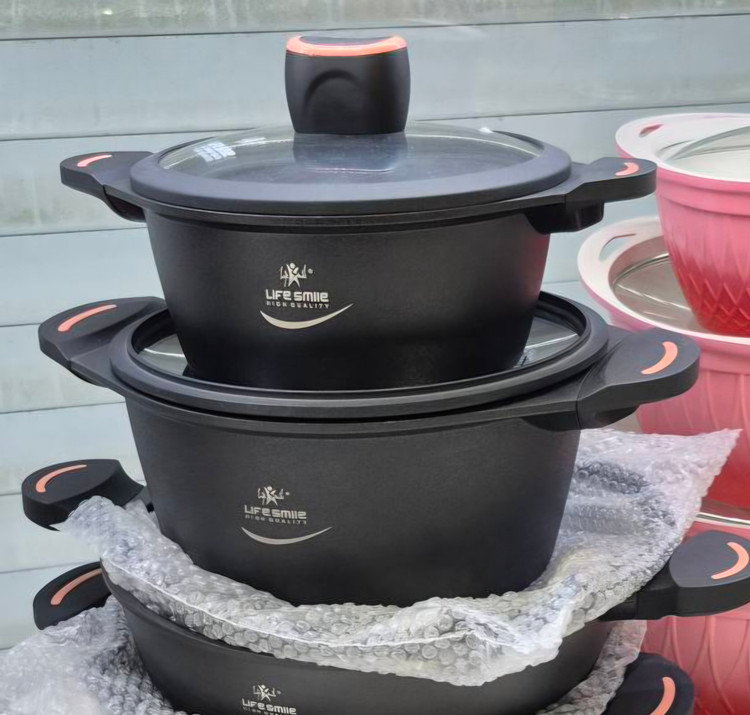 سرویس قابلمه 6 پارچ لایف اسمایل مدلLIFEP13_6_BLACK،سایز20_24_28
